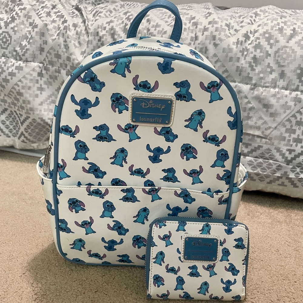 Disney Stitch Loungefly Mini Backpack and Wallet Set
